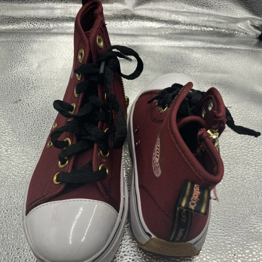 Justice Sport Kids Size 1 Y Sneakers - Zip Up High Top Platform Shoes - Unisex